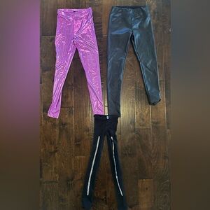 Pink leather leggings black leather leggings Wolfford tights